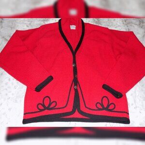 Vintage Pendleton Red and Black Western 100% Virgin Wool Cardigan